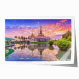 Extra large rolled print of a Vietnamese landscape with vibrant green and blue tones, ideal for art wall dining room.