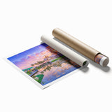 Rolled print of a serene Vietnamese landscape with lush greenery and a calm river, ideal for classy bathroom wall art.