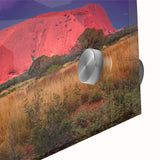 Large acrylic print of Ayers Rock in Australia with vibrant red and orange tones, ideal for bedroom or dining room art.