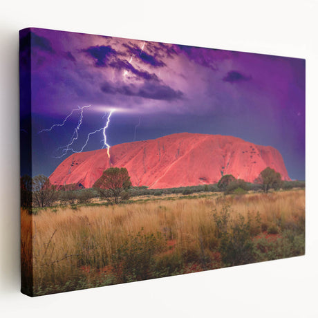 Ayers Rock landscape on a large stretched canvas, featuring earthy red and orange tones, suitable for kitchen wall art.