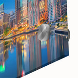 Large abstract wall art of Brisbane scenery in muted earth tones on acrylic glass, ideal for dining room ambiance.