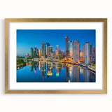 Textured art of abstract Brisbane scenery in gold frame, featuring earthy tones, ideal for bedroom art.