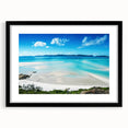 Extra large textured art print of the Great Barrier Reef in vibrant, colorful abstract style on a black framed canvas.