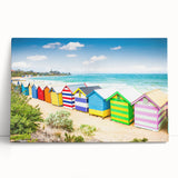 Black and white stretched canvas featuring the Melbourne skyline, ideal for kitchen wall art or bedroom decor.