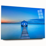 Large abstract depiction of Perth scenery in muted earth tones on acrylic glass, suitable for bedroom or dining room decor.