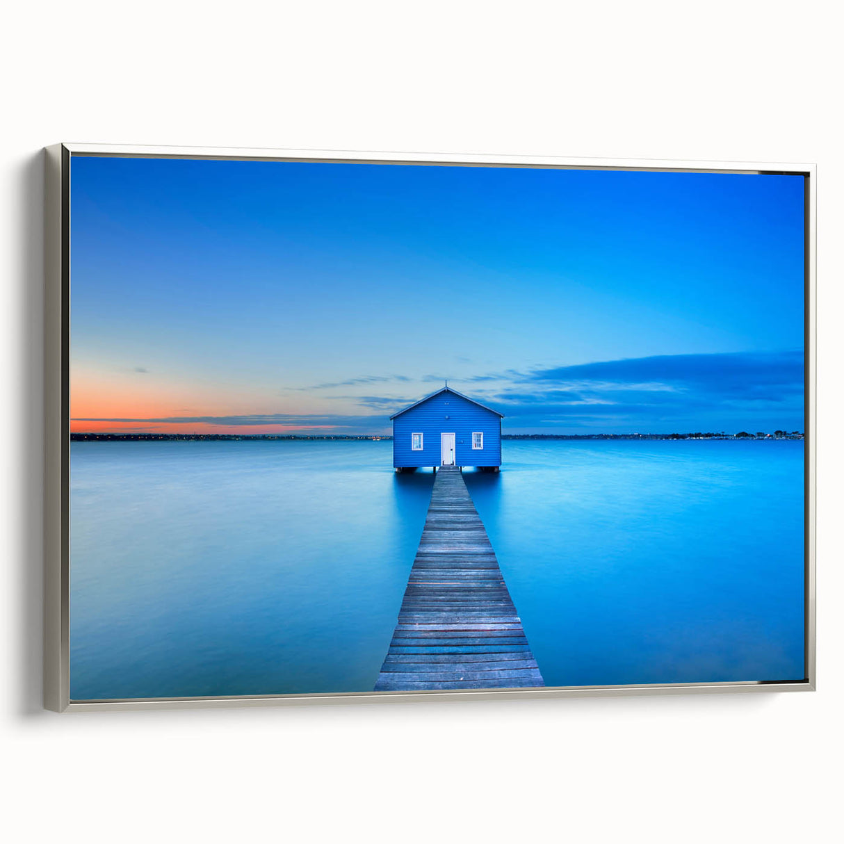Vintage poster art of Perth skyline in vibrant colors on a large framed canvas, ideal for living room decor.