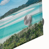 Large abstract wall art depicting Queensland scenery in muted earth tones on acrylic glass, ideal for dining room ambiance.