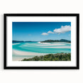 Extra large abstract art print of colorful Queensland scenery on textured canvas, framed in black.