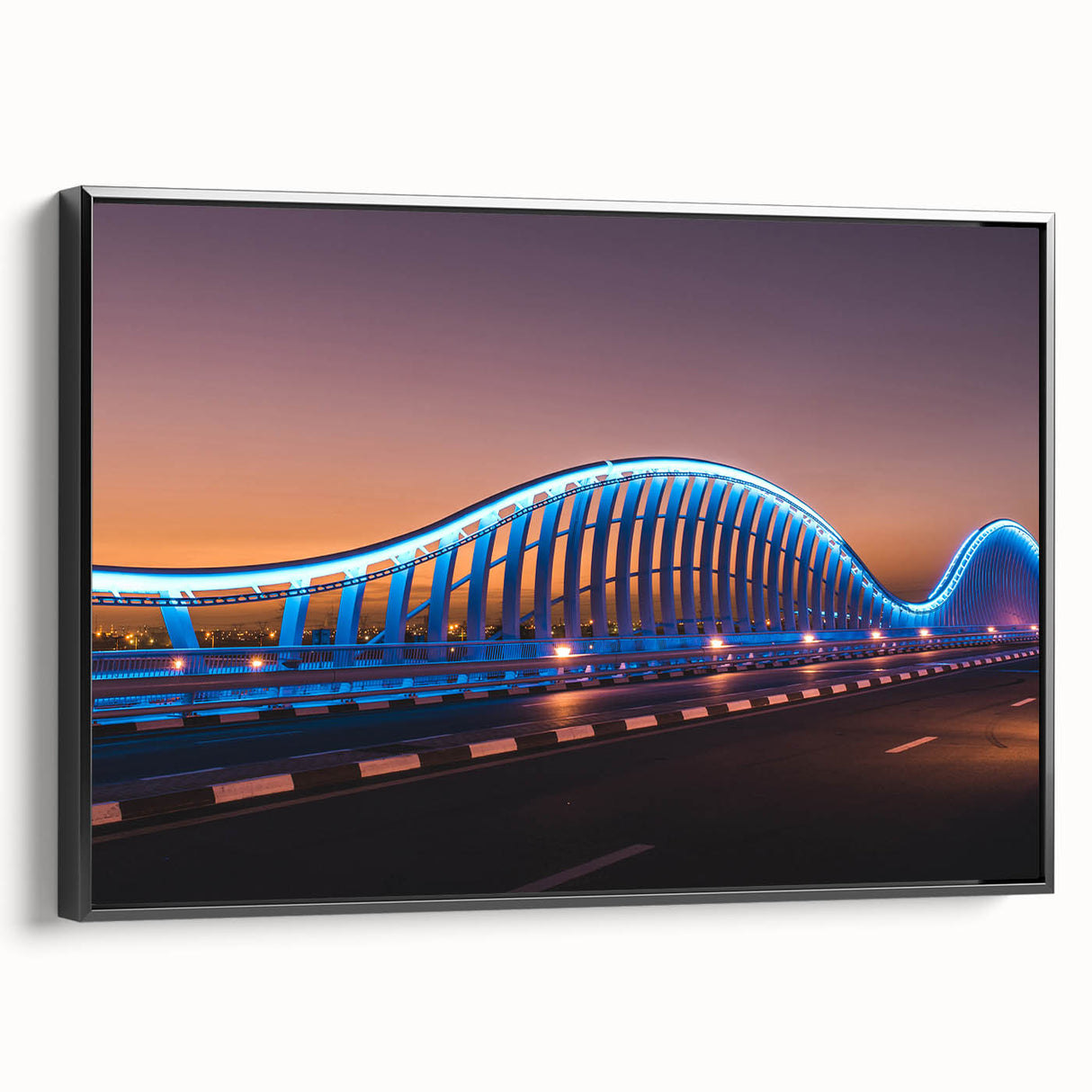 Black and white wall art of Sydney landscape on framed canvas, ideal for bedroom decor.