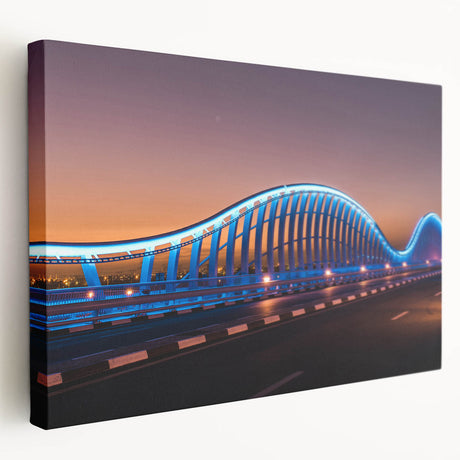 Sydney skyline depicted in muted blue and green tones on a large stretched canvas, ideal for kitchen wall art.