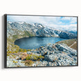 Black and white landscape art painting of Tasmania on framed canvas, ideal for bedroom wall decor.