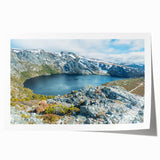 Extra large rolled print of Tasmanian scenery featuring muted green and blue tones, ideal for dining room wall art.