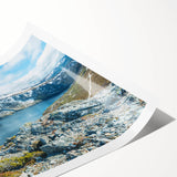 Extra large rolled print featuring line art flowers in muted earth tones, ideal for large living room wall art.