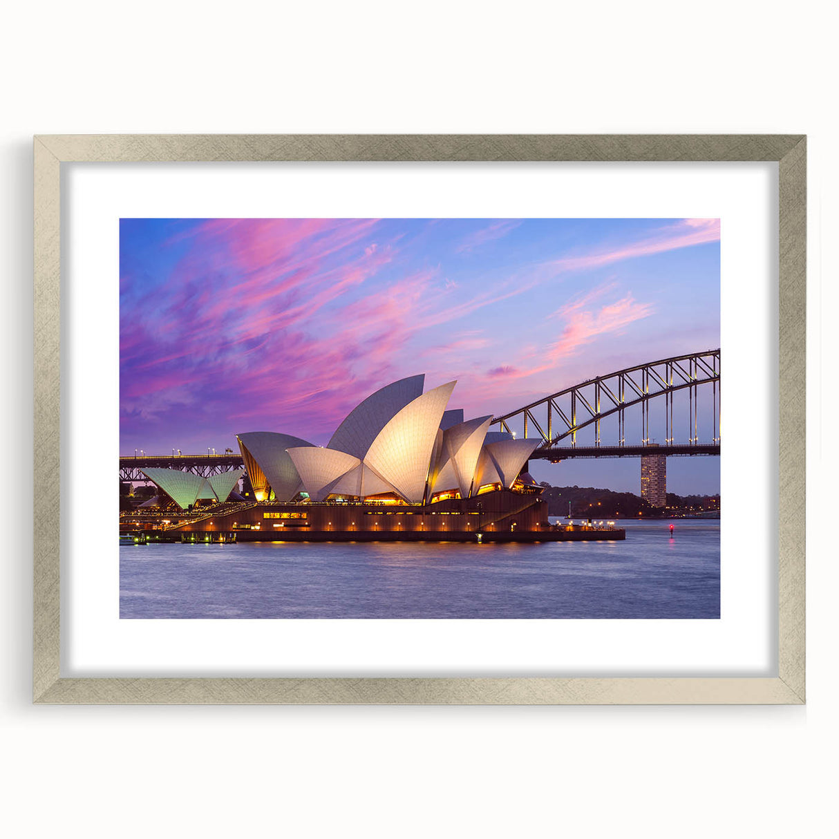 Extra large abstract art print of a textured Australian scenery in muted earth tones, framed in silver.