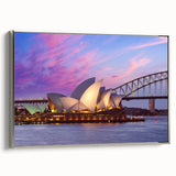 Landscape art painting of an Australian scenery on framed canvas, featuring vibrant colors with a vintage poster style.