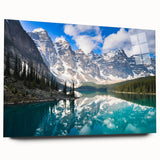 Large abstract wall art depicting the Alberta, Canada landscape on acrylic glass, ideal for bedroom or dining room decor.
