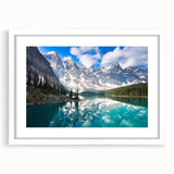 Abstract art print of Alberta scenery in muted earth tones on a white framed canvas, suitable for dining room or bedroom.