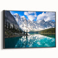 Framed canvas featuring a black and white landscape art painting of Alberta, Canada, ideal for bedroom wall decor.