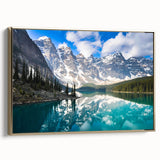 Framed canvas depicting a vintage-style landscape of Alberta, Canada, with muted earth tones, ideal for bedroom wall art.