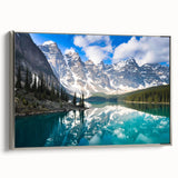 Framed canvas of a vintage-style landscape art painting depicting Alberta, Canada, with a palette of muted earth tones.