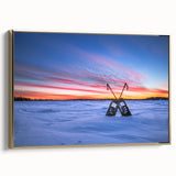 Framed canvas landscape painting of Manitoba scenery, in muted earth tones, ideal for bedroom wall art.