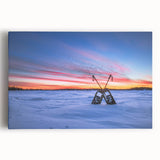 Black and white stretched canvas of Manitoba, Canada scenery, suitable as large kitchen wall art.