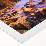 Art deco poster of a Newfoundland scenic coastline in muted blue and grey tones on rolled canvas.