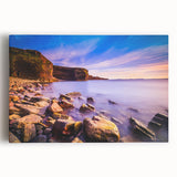 Black and white photograph of Newfoundland scenery on stretched canvas, ideal for kitchen wall art.