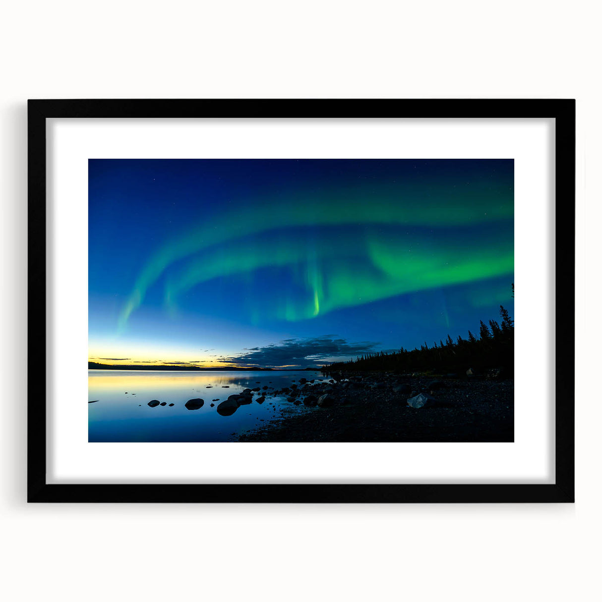 Extra large abstract art print of a colorful, textured Canadian Northwest Territories landscape on a framed canvas.