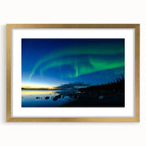 Extra large abstract art print of Northwest Territories scenery, in gold frame with mat.