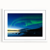 Abstract art print depicting the Northwest Territories landscape in muted earth tones on a framed white mat.