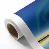 Art deco poster of Northwest Territories landscape on rolled canvas, featuring muted earth tones, ideal for nursery wall art.