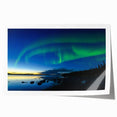Scenic landscape of the Northwest Territories on a rolled canvas print with cool blue and green tones.