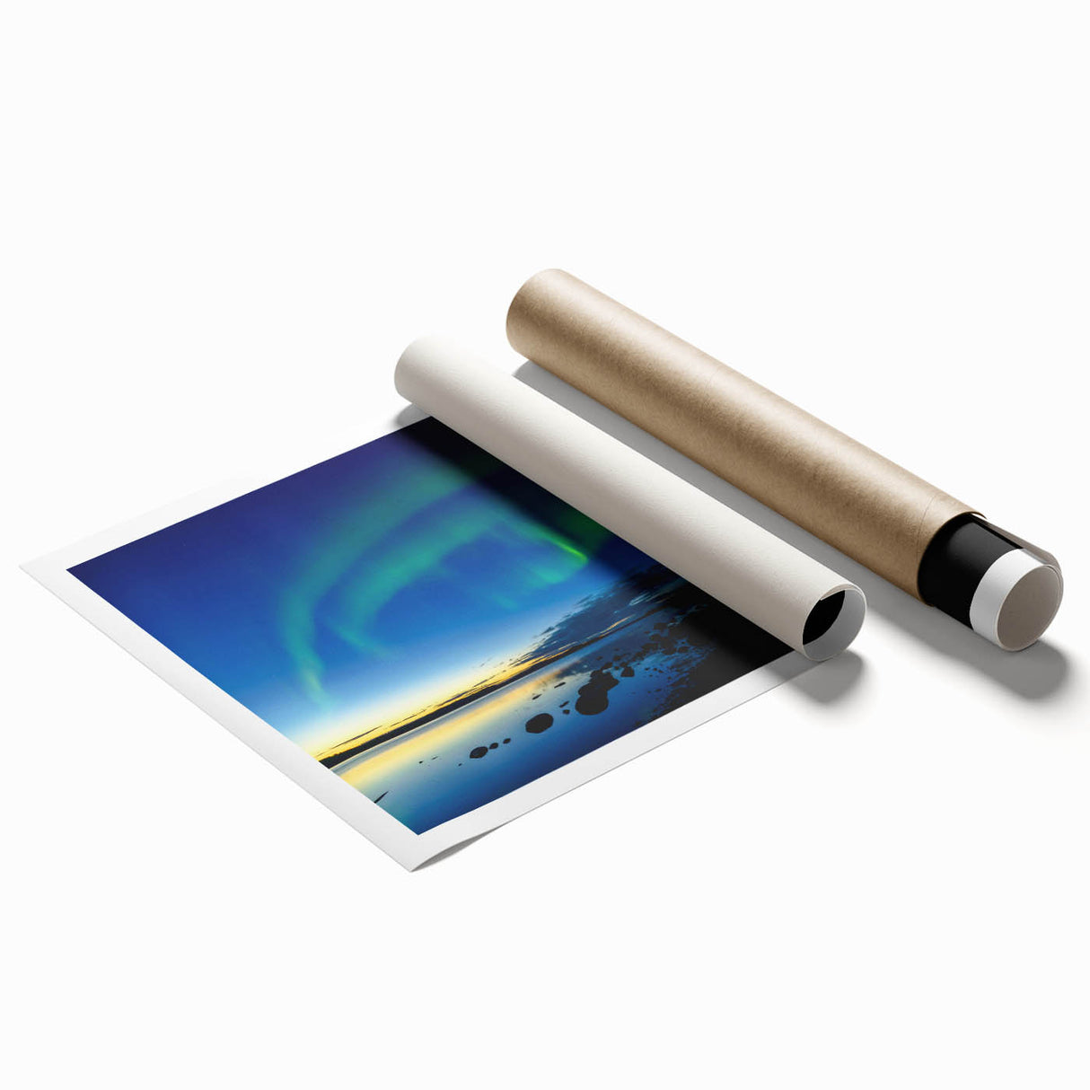 Rolled print of Northwest Territories landscape with muted earth tones, ideal for classy bathroom wall art.
