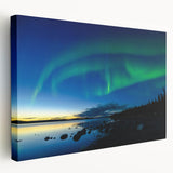 A serene landscape of the Northwest Territories on a large stretched canvas, ideal for kitchen wall art.