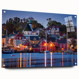 Acrylic print of Nova Scotia scenery in muted blues and greens, suitable for dining room or bedroom decor.