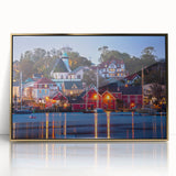 Framed acrylic print of a serene Nova Scotia landscape in muted earth tones, ideal for modern art wall decor.