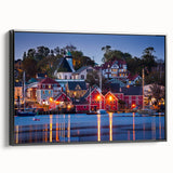 Framed canvas featuring a black and white vintage landscape of Nova Scotia, ideal for bedroom wall decor.