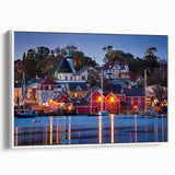 Vintage poster art of Nova Scotia scenery on framed canvas.