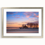 Textured abstract art print of Ontario scenery in muted earth tones, framed with a silver mat, ideal for bedroom art.