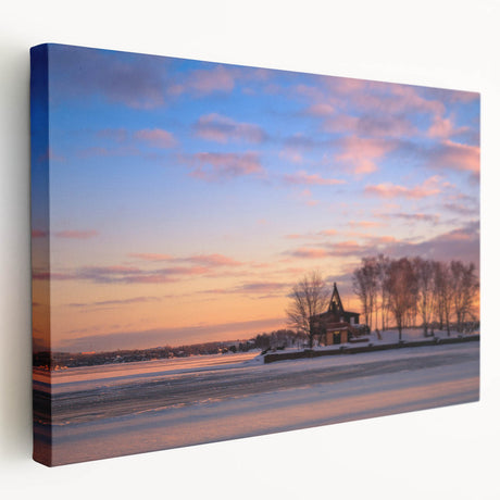 Landscape painting of Ontario, Canada on stretched canvas with earthy green tones, ideal for kitchen wall art.