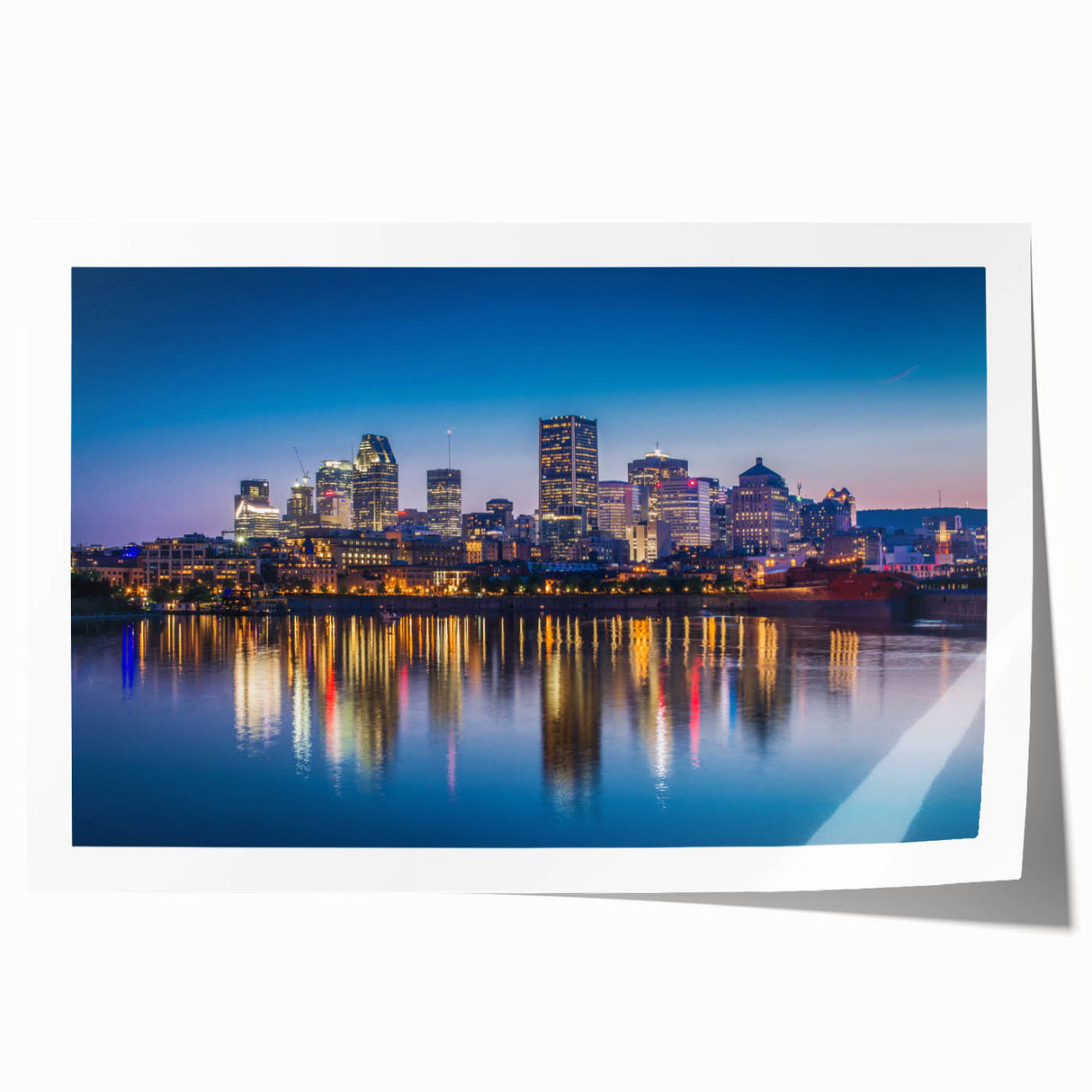 Extra large rolled print of Quebec scenery with vibrant green and blue tones, suitable as art wall dining room.
