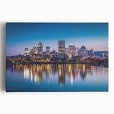 Black and white stretched canvas of Quebec scenery, ideal for kitchen wall art.