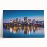 Black and white stretched canvas depicting a serene Quebec scenery, ideal for kitchen wall art or bedroom ambiance.