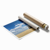 Rolled print of a serene Saskatchewan landscape with soft green and blue tones, ideal for classy bathroom wall art.