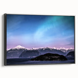 Black and white framed canvas of a Yukon landscape, ideal for bedroom wall art with a vintage poster style.