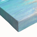 Black and white landscape art painting of a Caribbean beach on stretched canvas, ideal for bedroom wall decor.