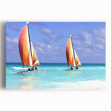 Black and white photograph of a Caribbean beach on a stretched canvas, ideal for kitchen wall art.