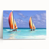 Large black and white photographic print on canvas of a Caribbean beach scene, suitable as kitchen wall art.