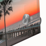 Large abstract wall art featuring a Caribbean scenery on acrylic glass, in vibrant blue and green tones.